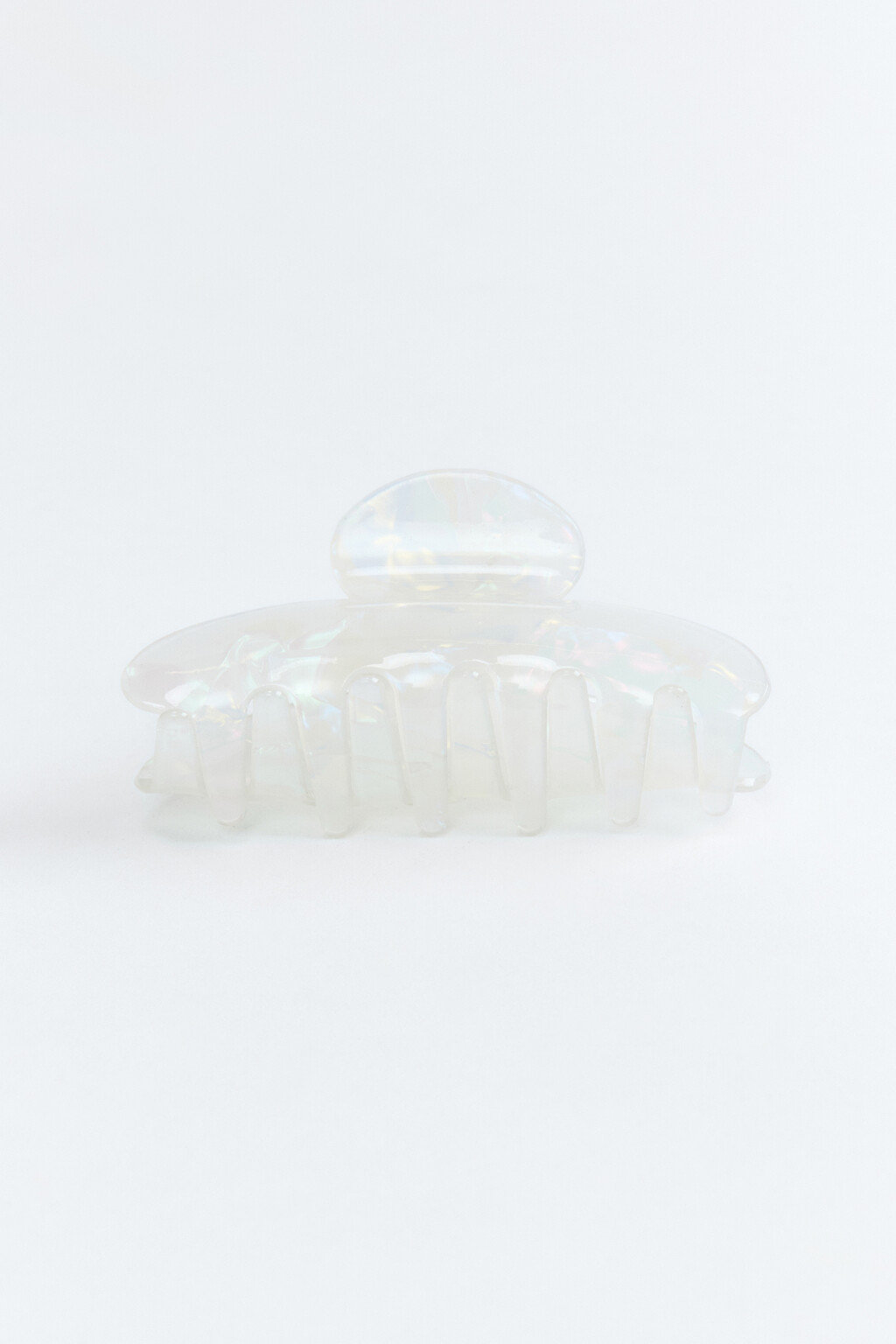 Заколка-краб для волос перламутровая - цвет белый - 1