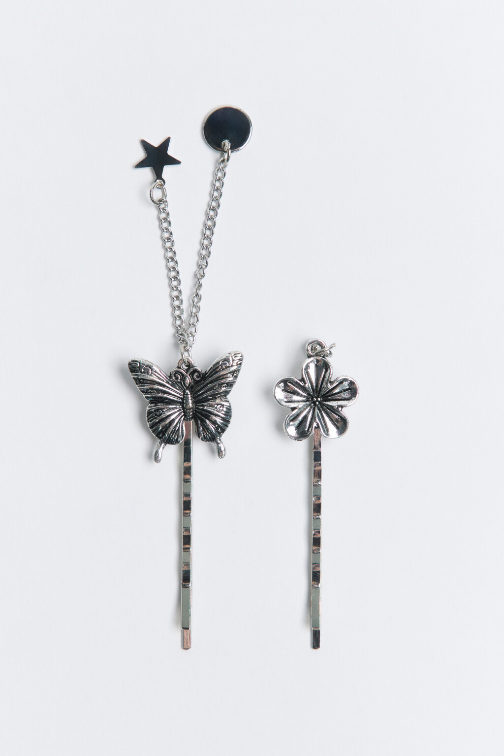 Набор заколок-невидимок с декором (2 штуки) - цвет серый - 1