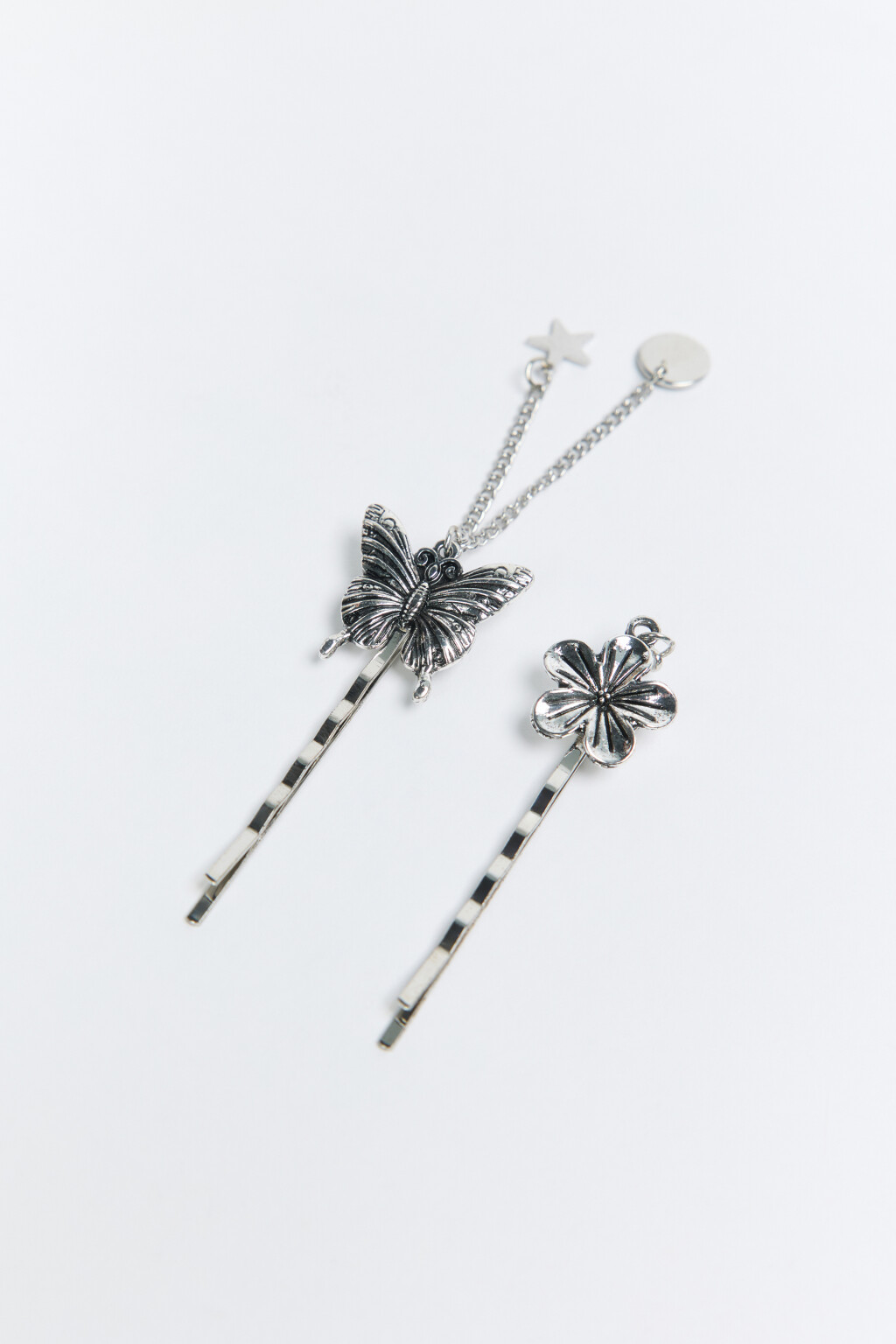 Набор заколок-невидимок с декором (2 штуки) - цвет серый - 2