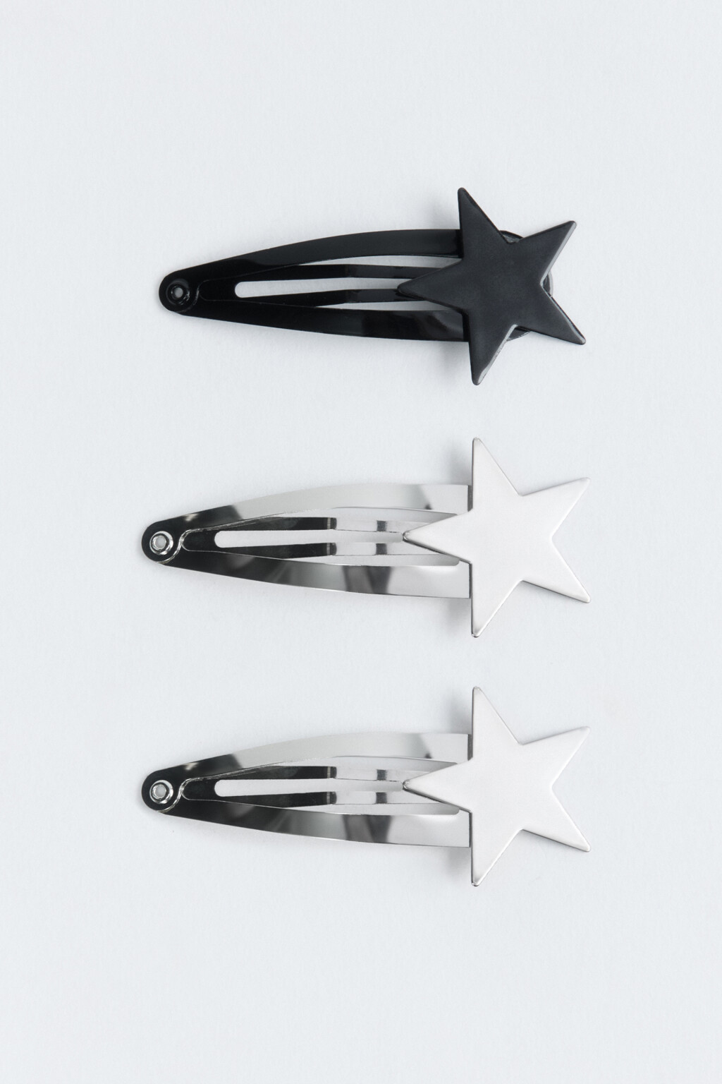 Набор заколок клик-клак со звездочками (3 штуки) - цвет серый - 1