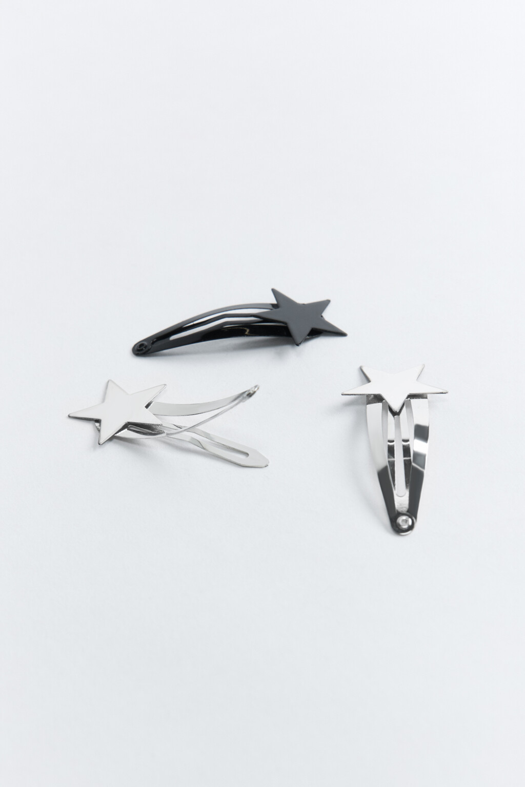 Набор заколок клик-клак со звездочками (3 штуки) - цвет серый - 2