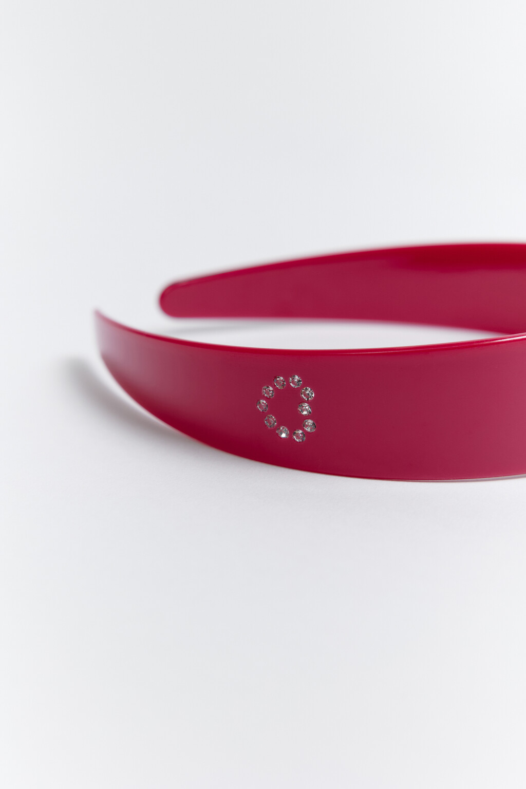 Ободок широкий с сердечком из страз - цвет белый - 2