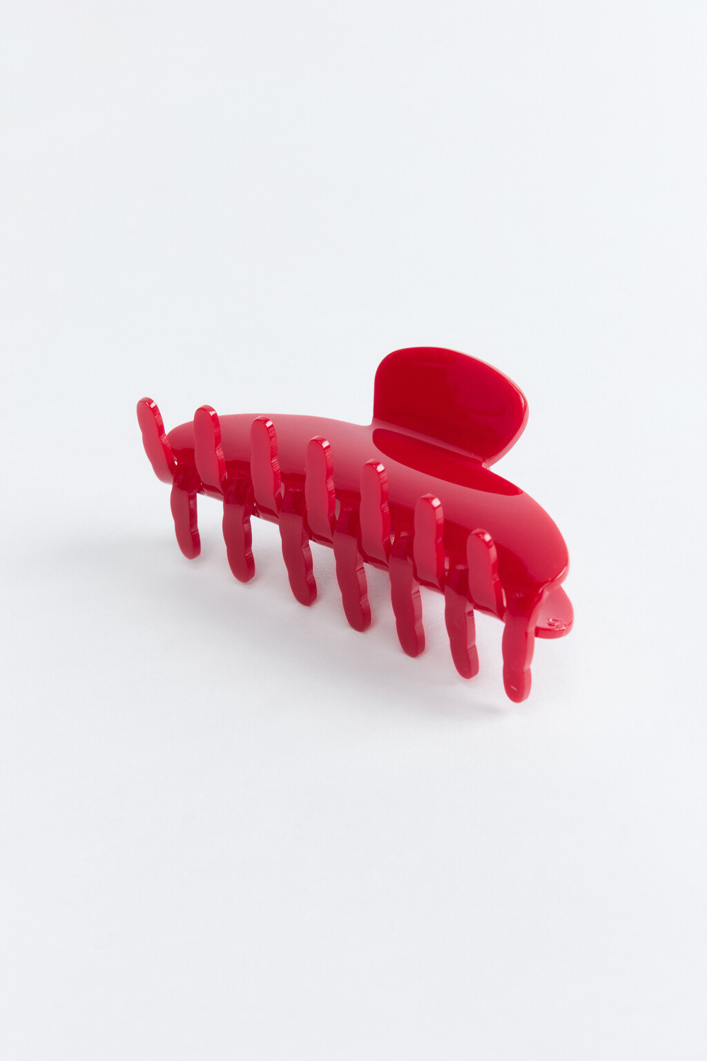 Заколка-краб с волнистыми зубьями - цвет красный - 2