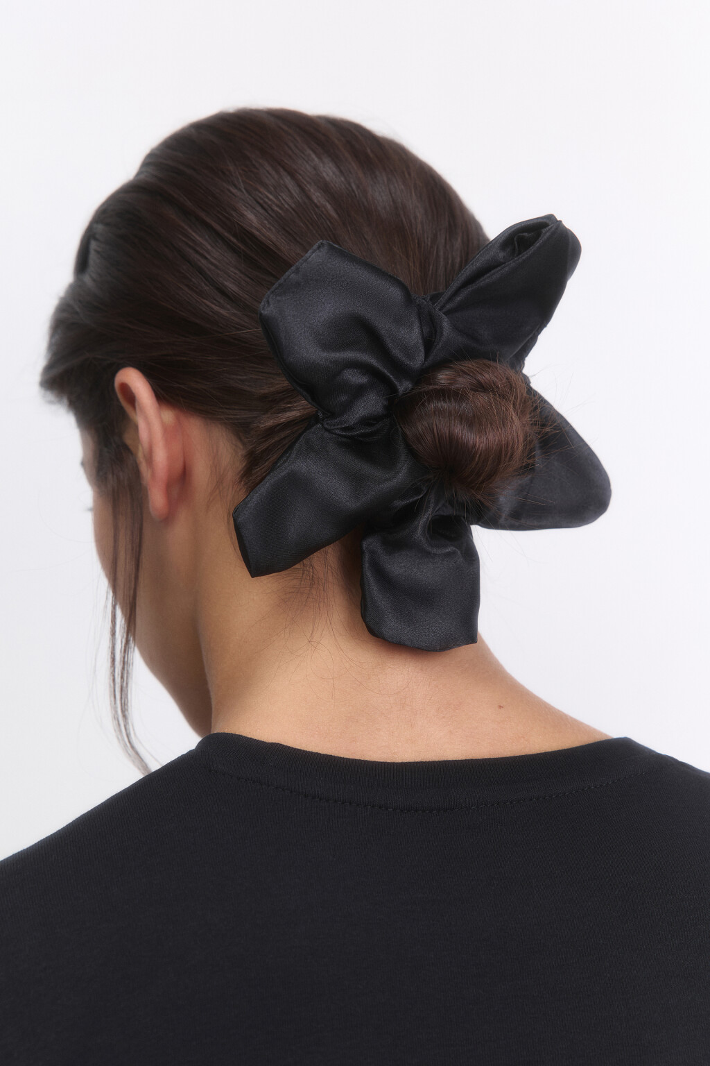 Резинка для волос атласная - цвет черный - 3