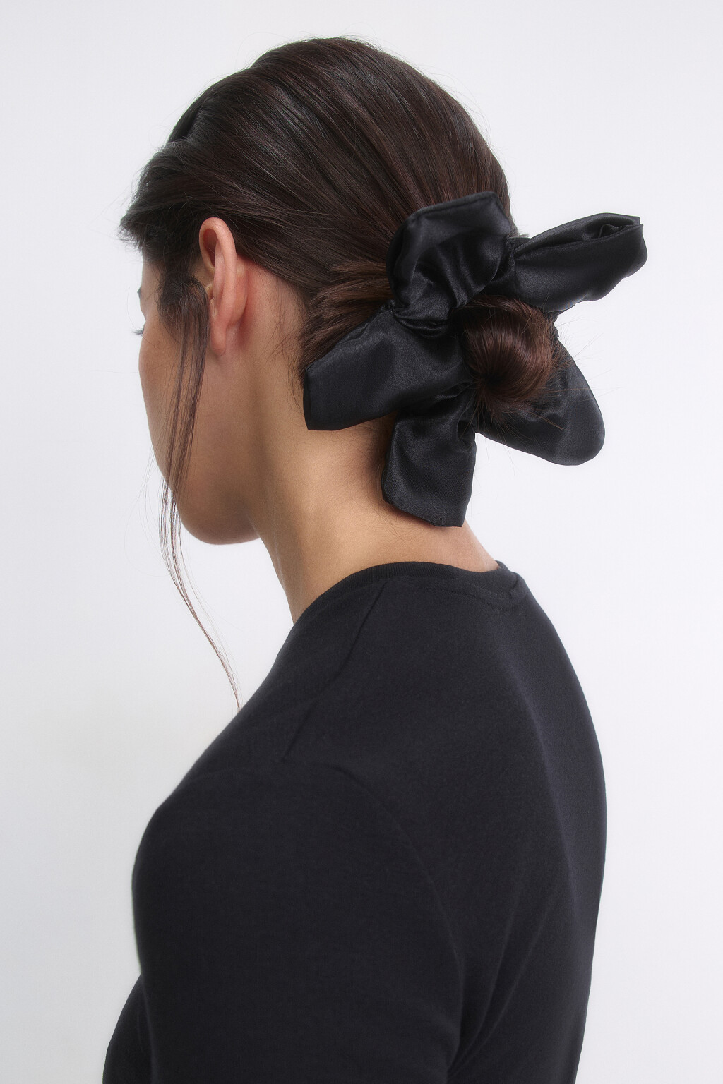 Резинка для волос атласная - цвет черный - 4