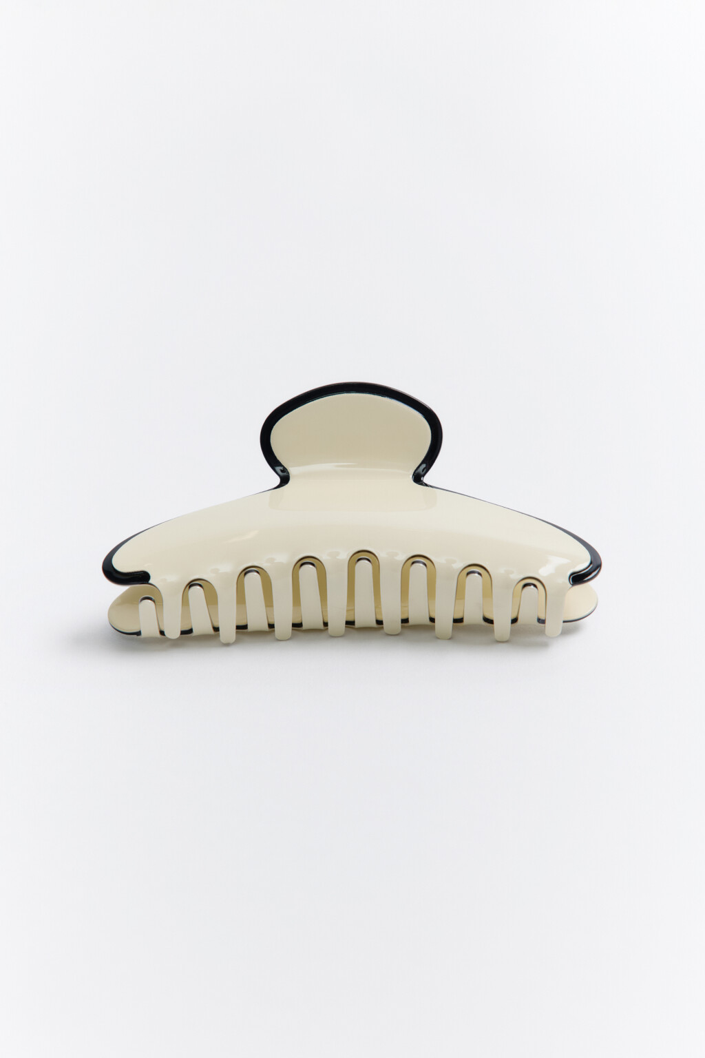 Заколка-краб с контрастной окантовкой - цвет белый - 1