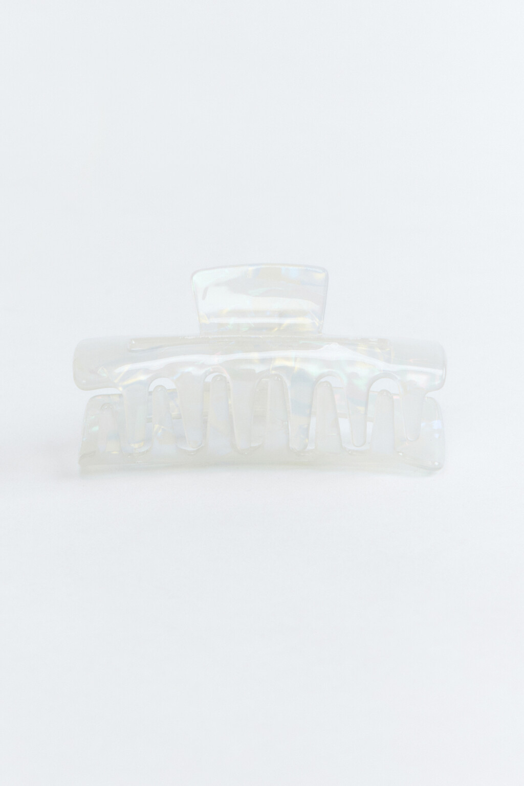 Заколка-краб для волос перламутровая - цвет белый - 1