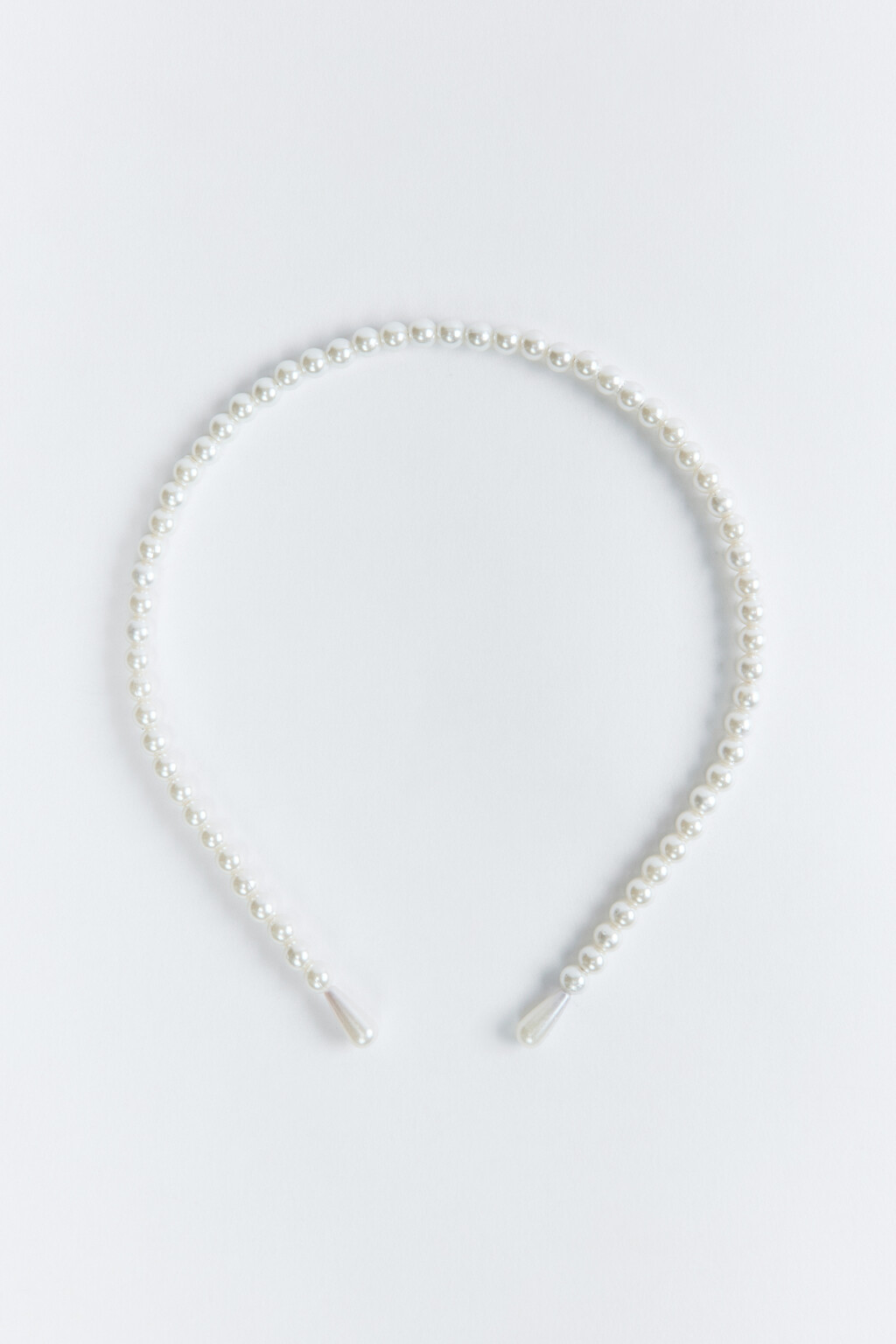 Ободок для волос с жемчужным бисером - цвет белый - 1