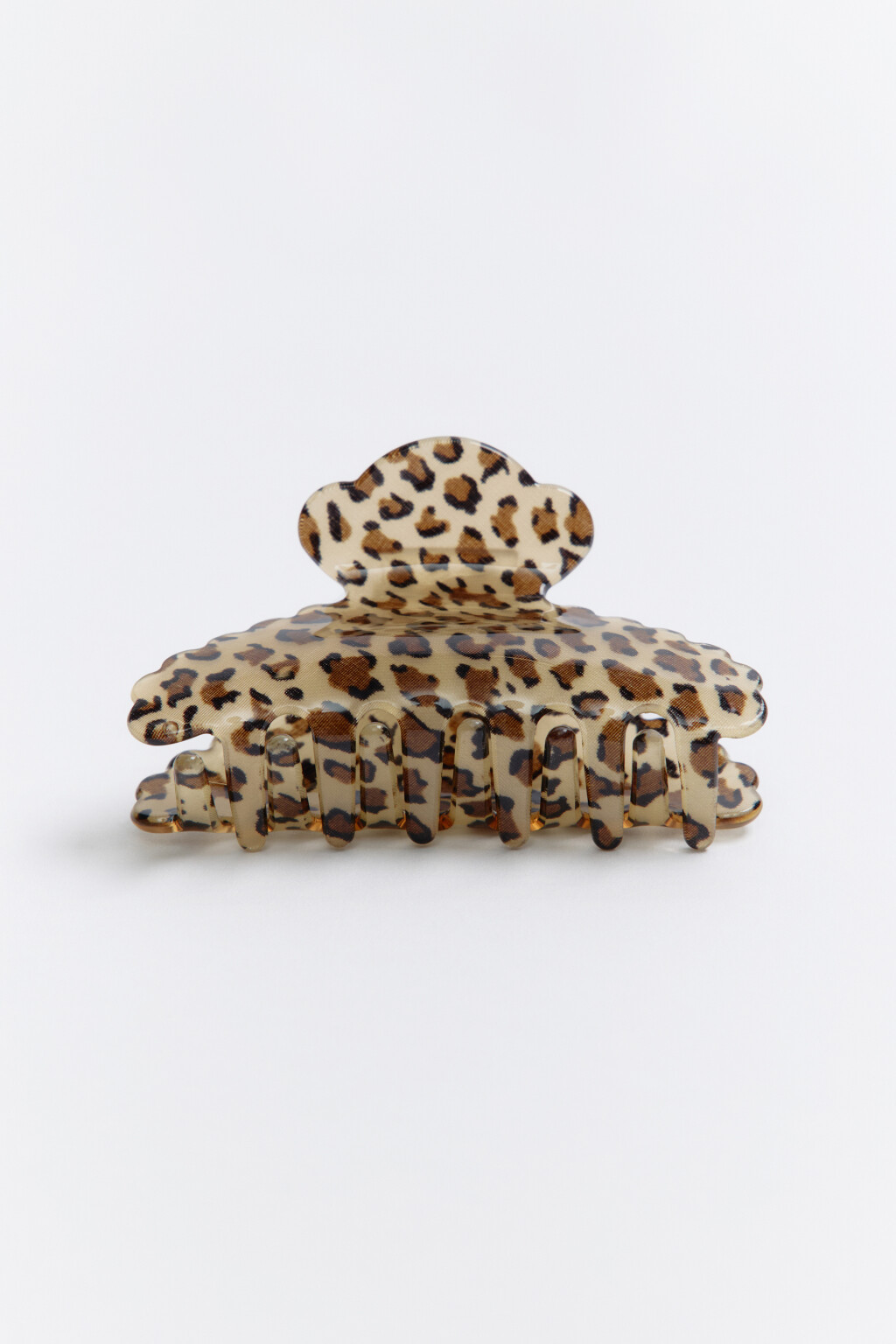 Заколка-краб с леопардовым принтом - цвет белый - 1