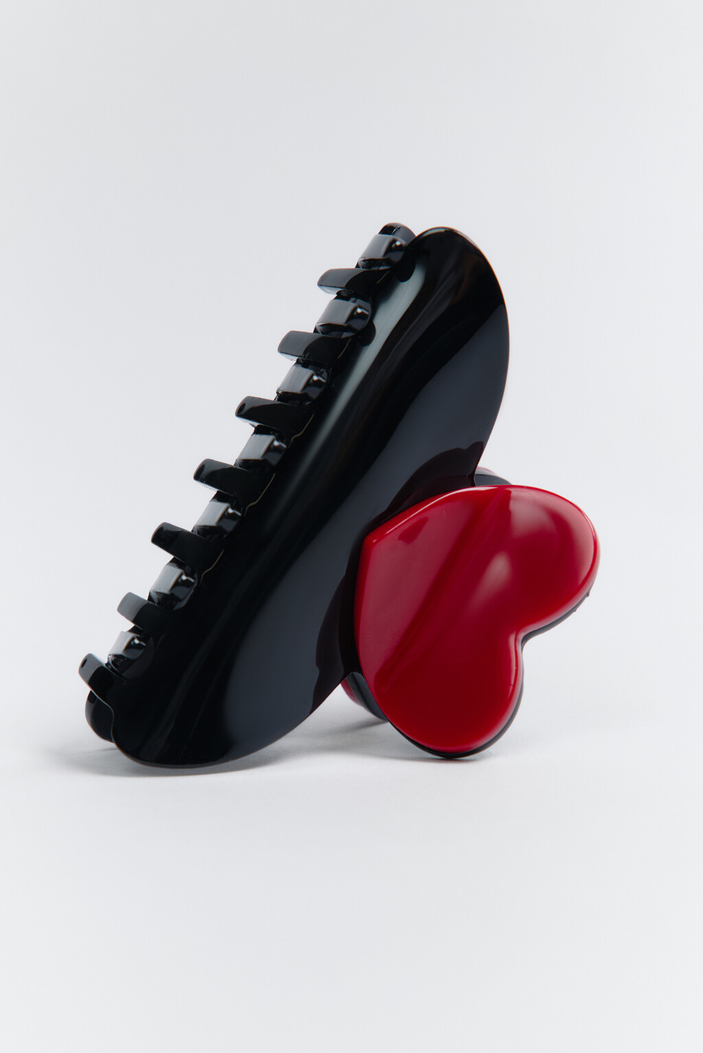 Заколка-краб для волос с сердечком - цвет черный - 2