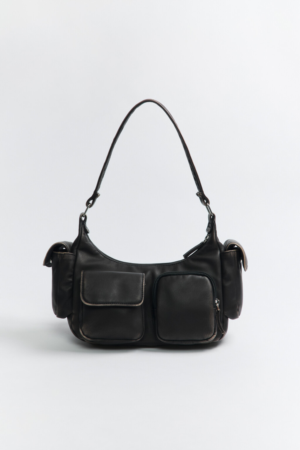 Сумка-багет с карманами и состаренным эффектом - цвет коричневый - 1