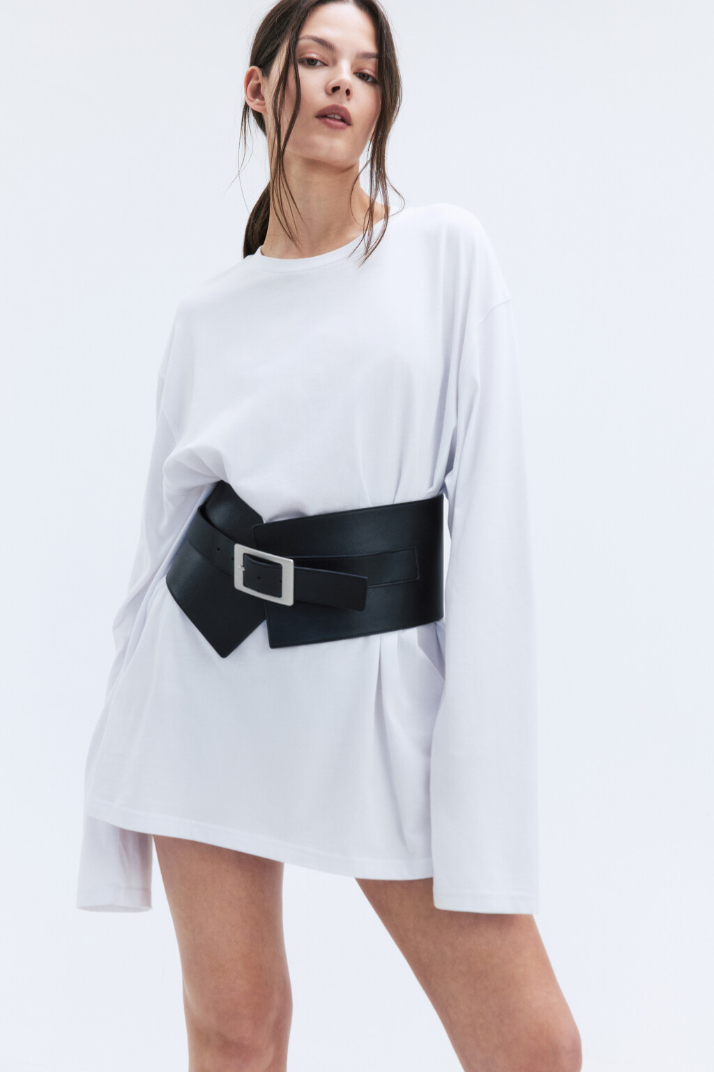 Ремень-корсет с металлической пряжкой - цвет черный - 2