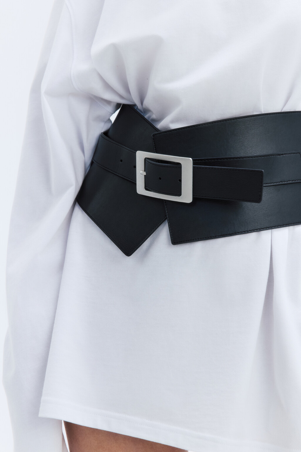 Ремень-корсет с металлической пряжкой - цвет черный - 3