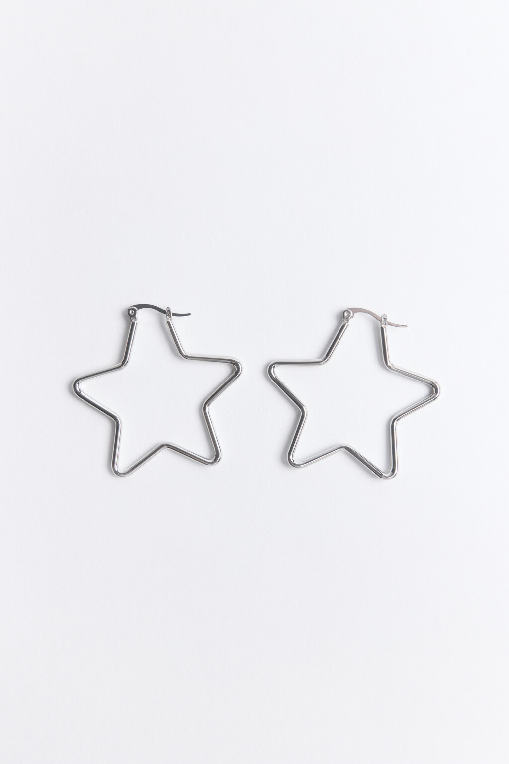Серьги серебристые в виде звезд - цвет серый - 1