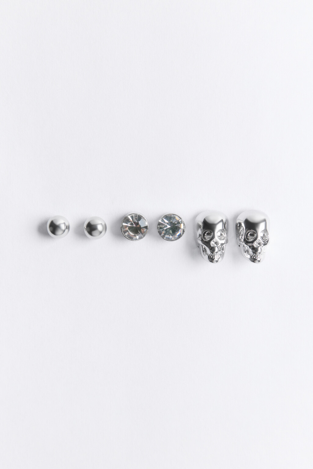 Набор серег-гвоздиков (3 пары) - цвет серый - 1