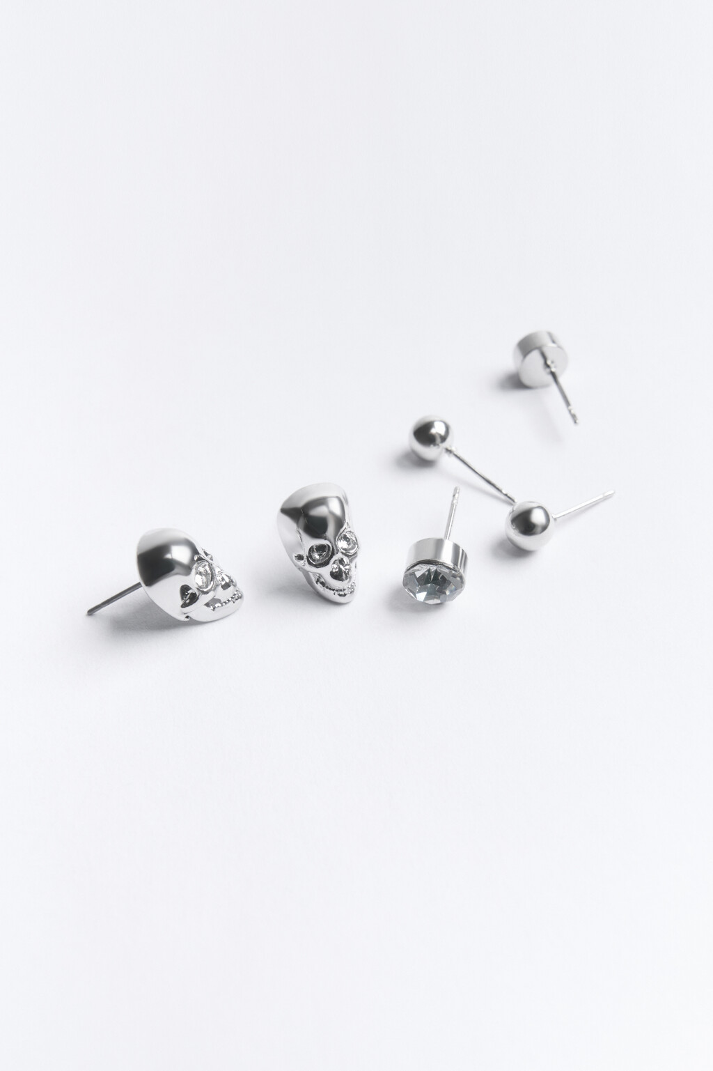 Набор серег-гвоздиков (3 пары) - цвет серый - 2