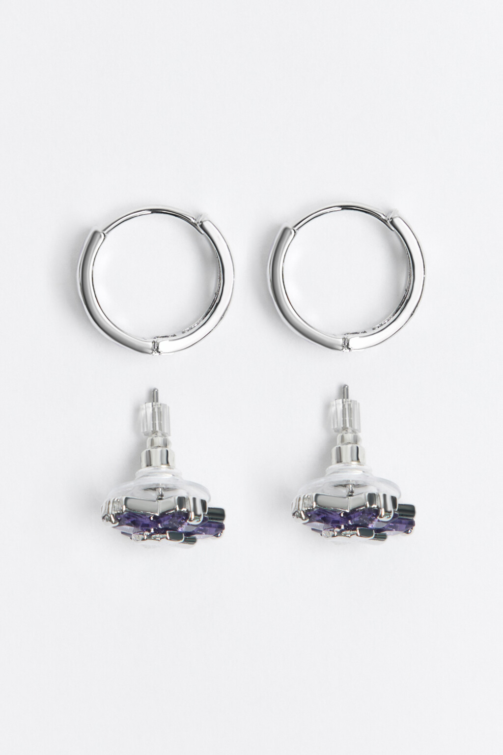 Набор серег со стразами (2 пары) - цвет серый - 2