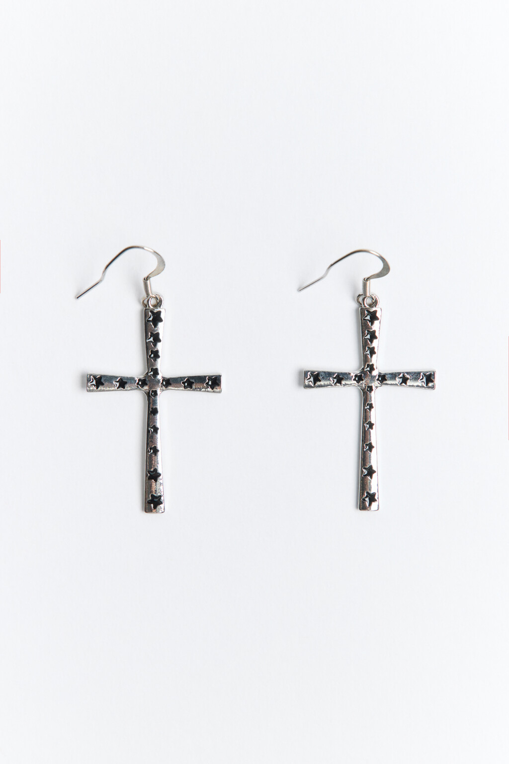 Серьги-продевки в виде крестов со стразами - цвет серый - 1