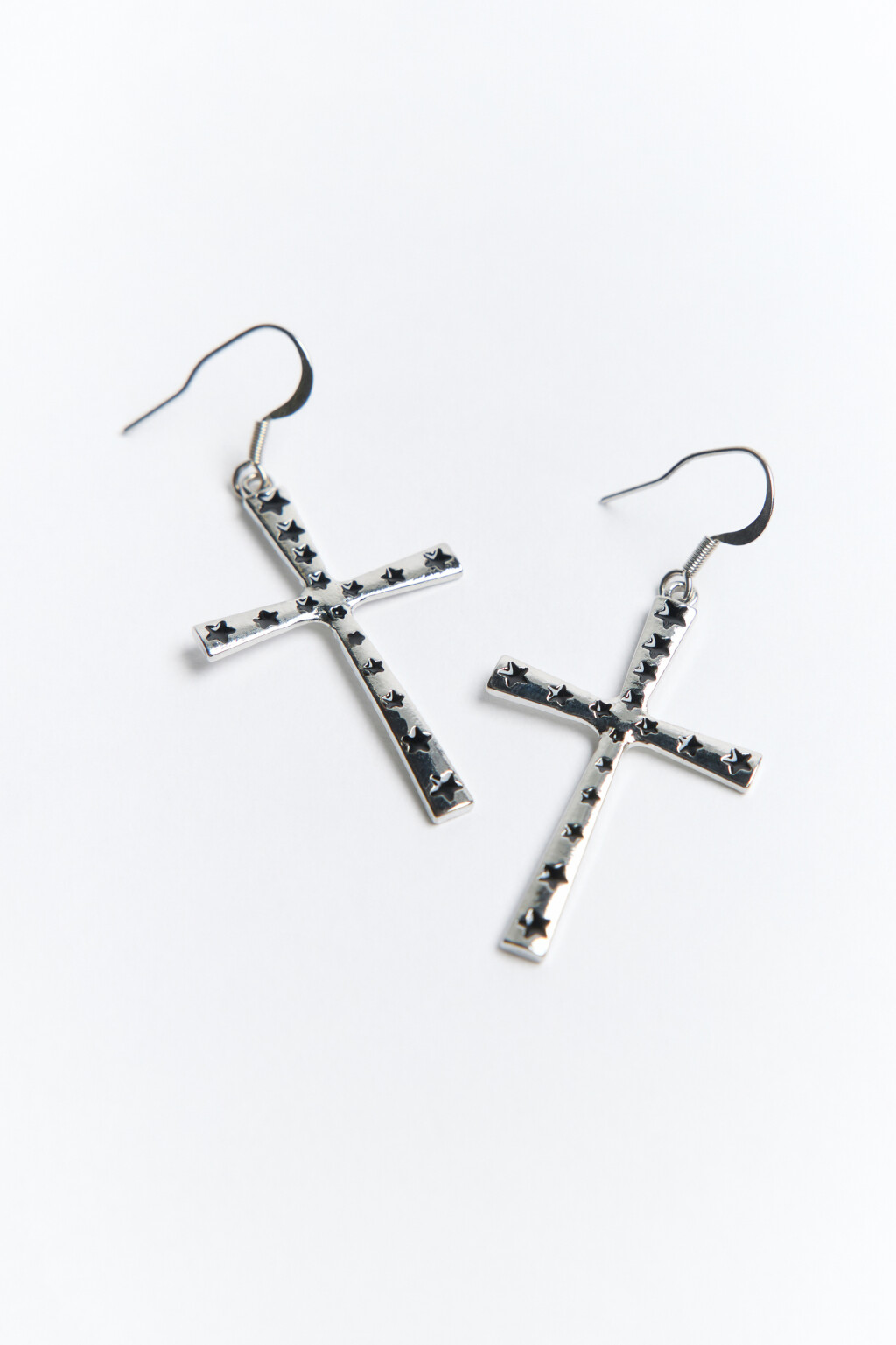 Серьги-продевки в виде крестов со стразами - цвет серый - 2