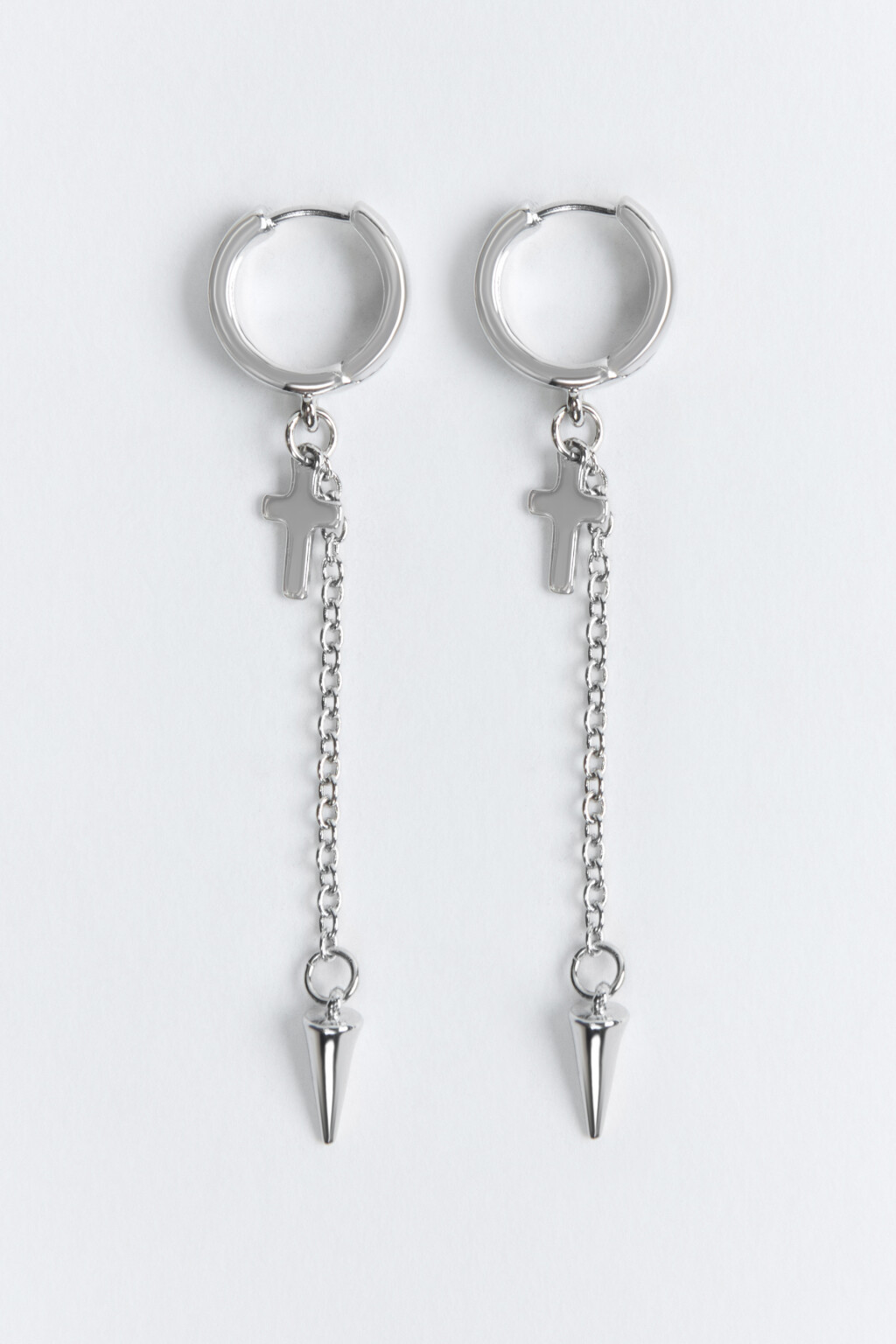 Серьги-конго с подвесками и крестиками - цвет серый - 1