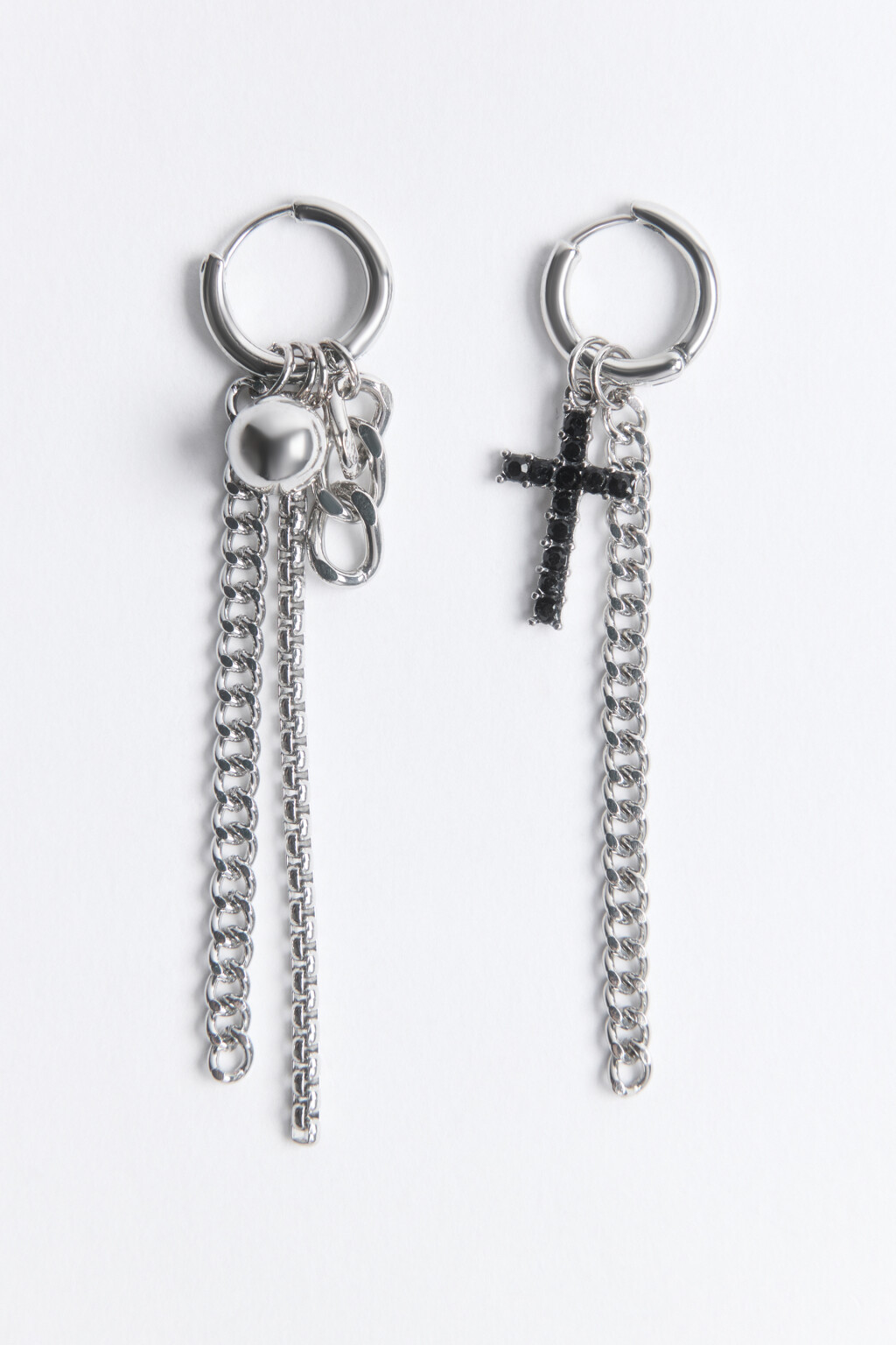 Серьги-конго серебристые с подвесками - цвет серый - 1