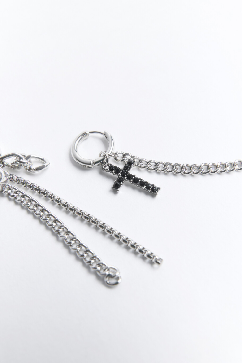 Серьги-конго серебристые с подвесками - цвет серый - 2