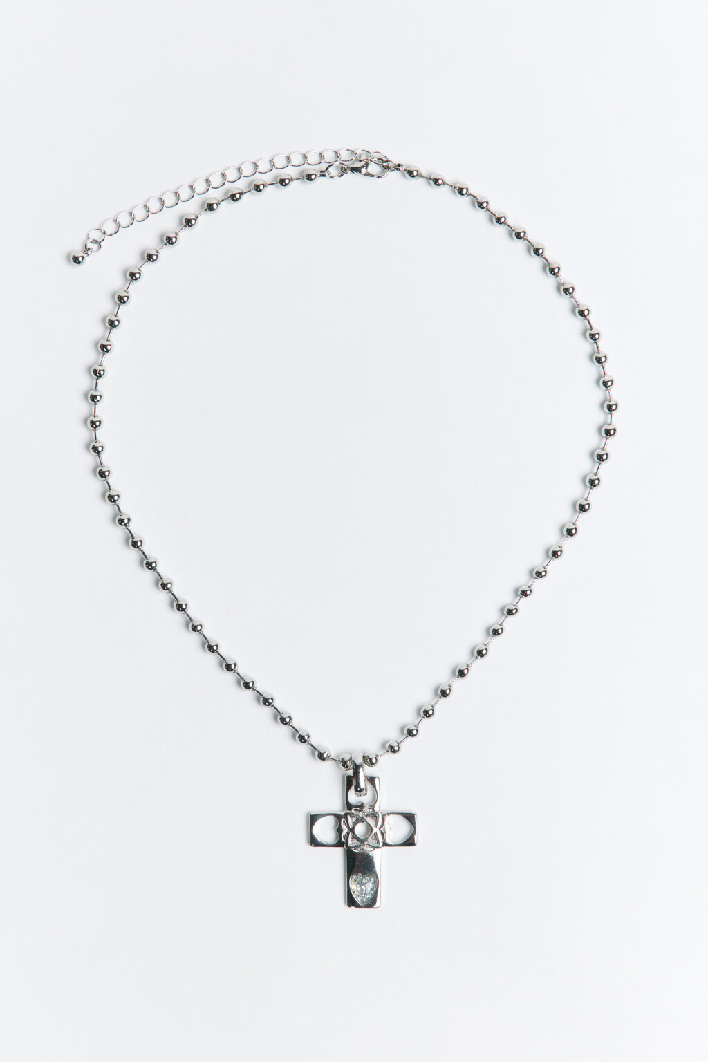 Цепочка на шею с подвеской-крестом - цвет серый - 1