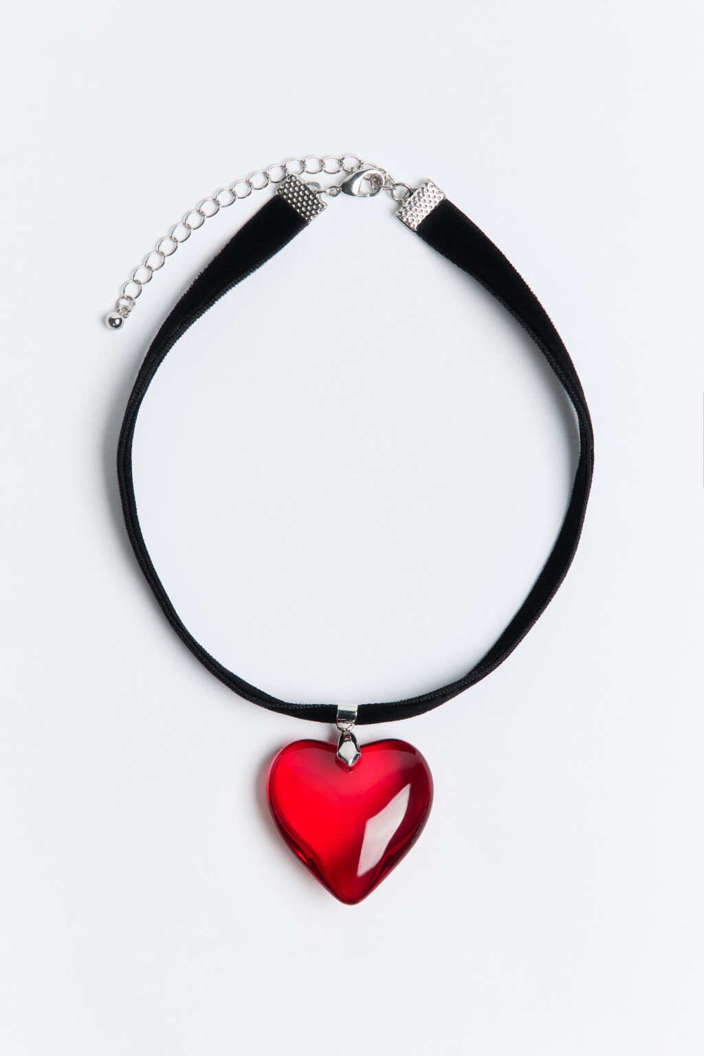 Колье-чокер с прозрачным сердцем - цвет черный - 1