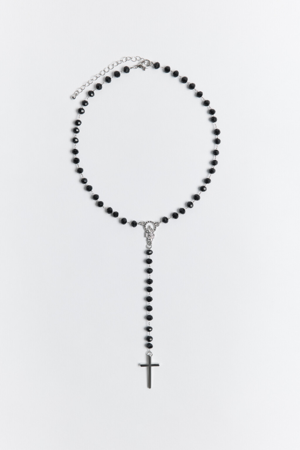 Колье-чокер с длинной подвеской и крестом - цвет серый - 1