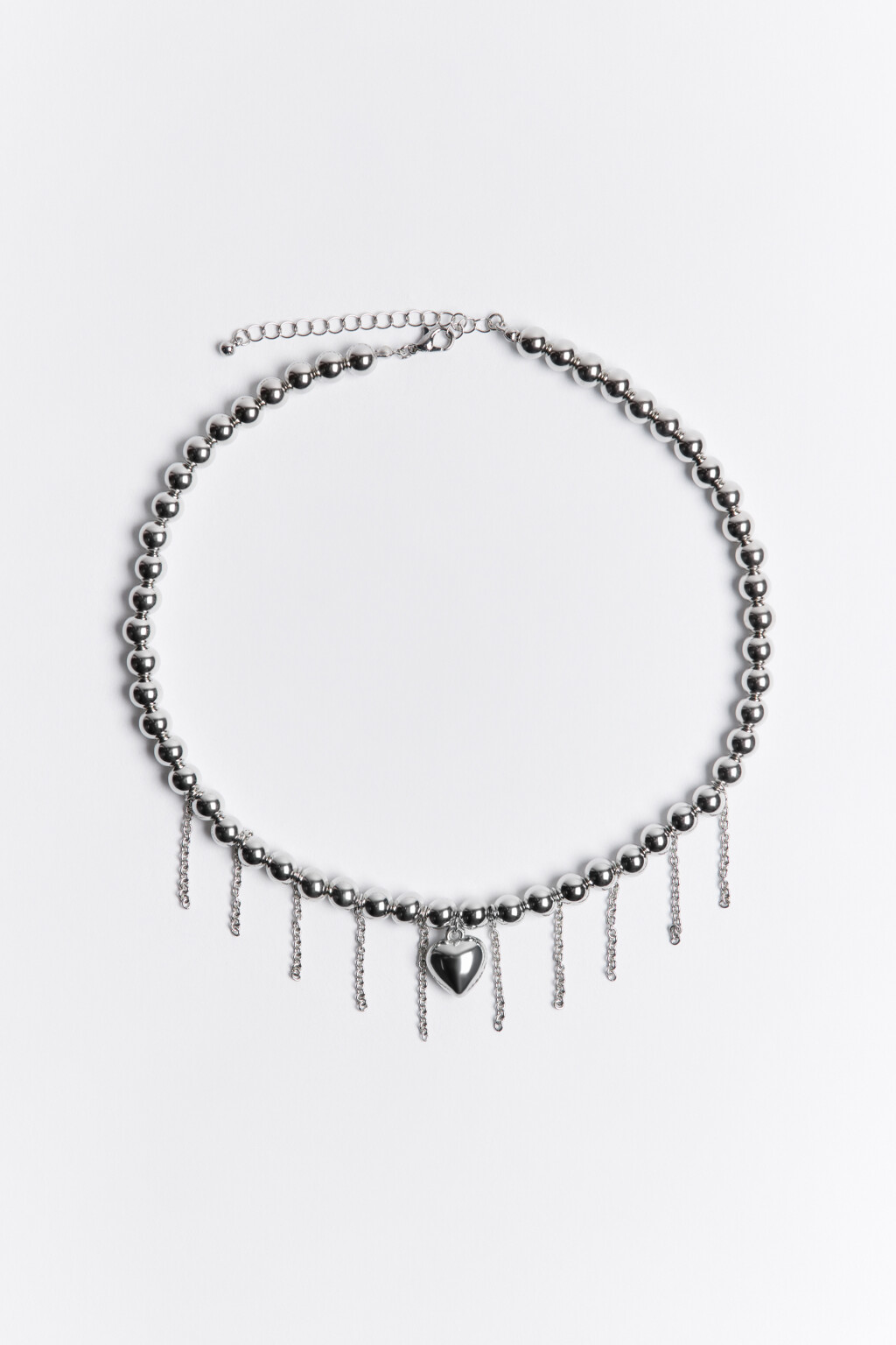 Цепочка с металлическими бусинами и подвеской - цвет серый - 1