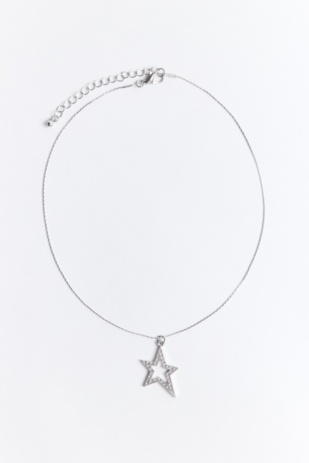 Цепочка с подвеской-звездочкой и стразами - цвет серый - 1