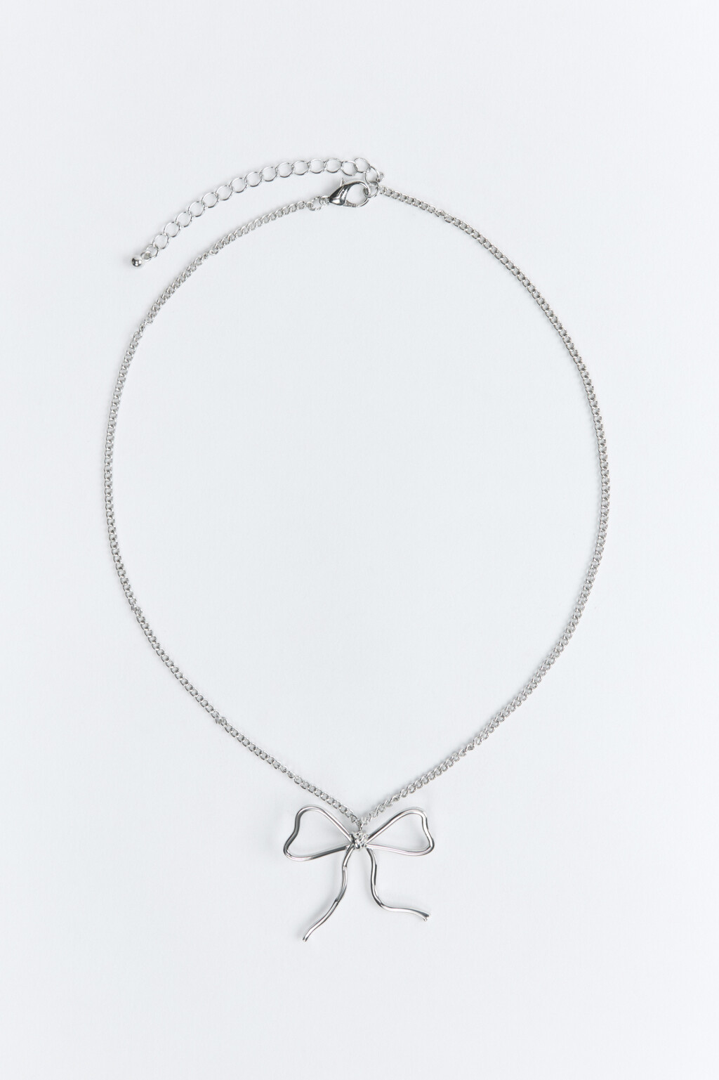 Цепочка на шею с подвеской-бантиком - цвет серый - 1