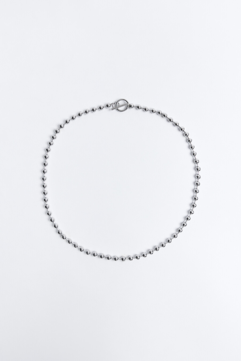 Цепочка на шею из серебристых бусин - цвет серый - 1
