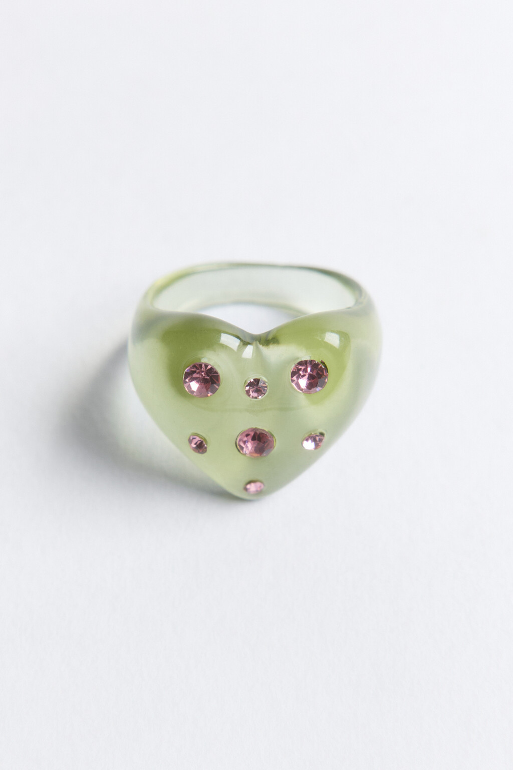 Кольцо полупрозрачное со стразами - цвет серый - 1