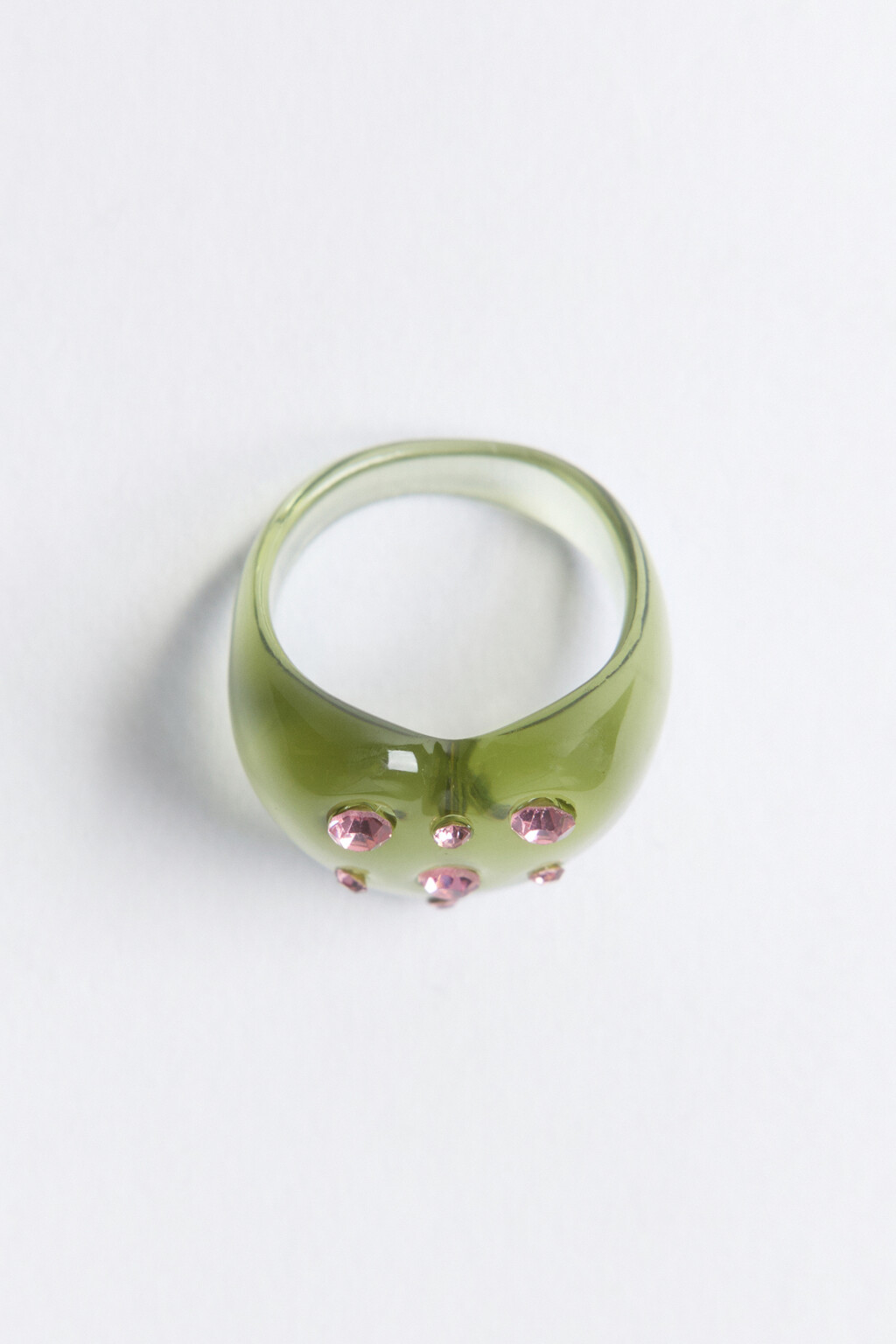 Кольцо полупрозрачное со стразами - цвет серый - 2