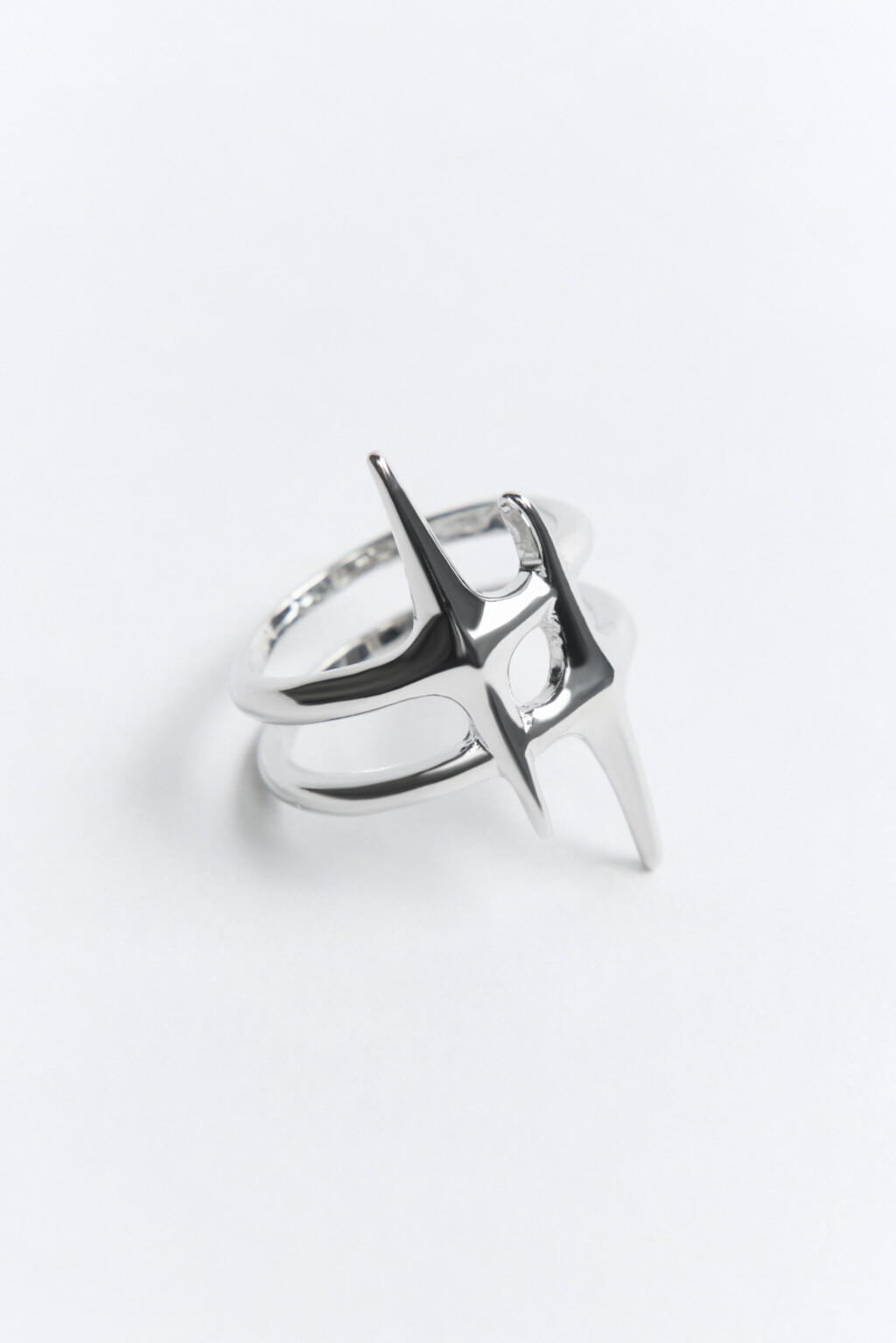 Кольцо серебристое абстрактное - цвет серый - 1