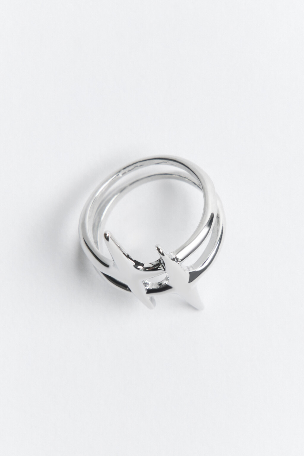 Кольцо серебристое абстрактное - цвет серый - 2