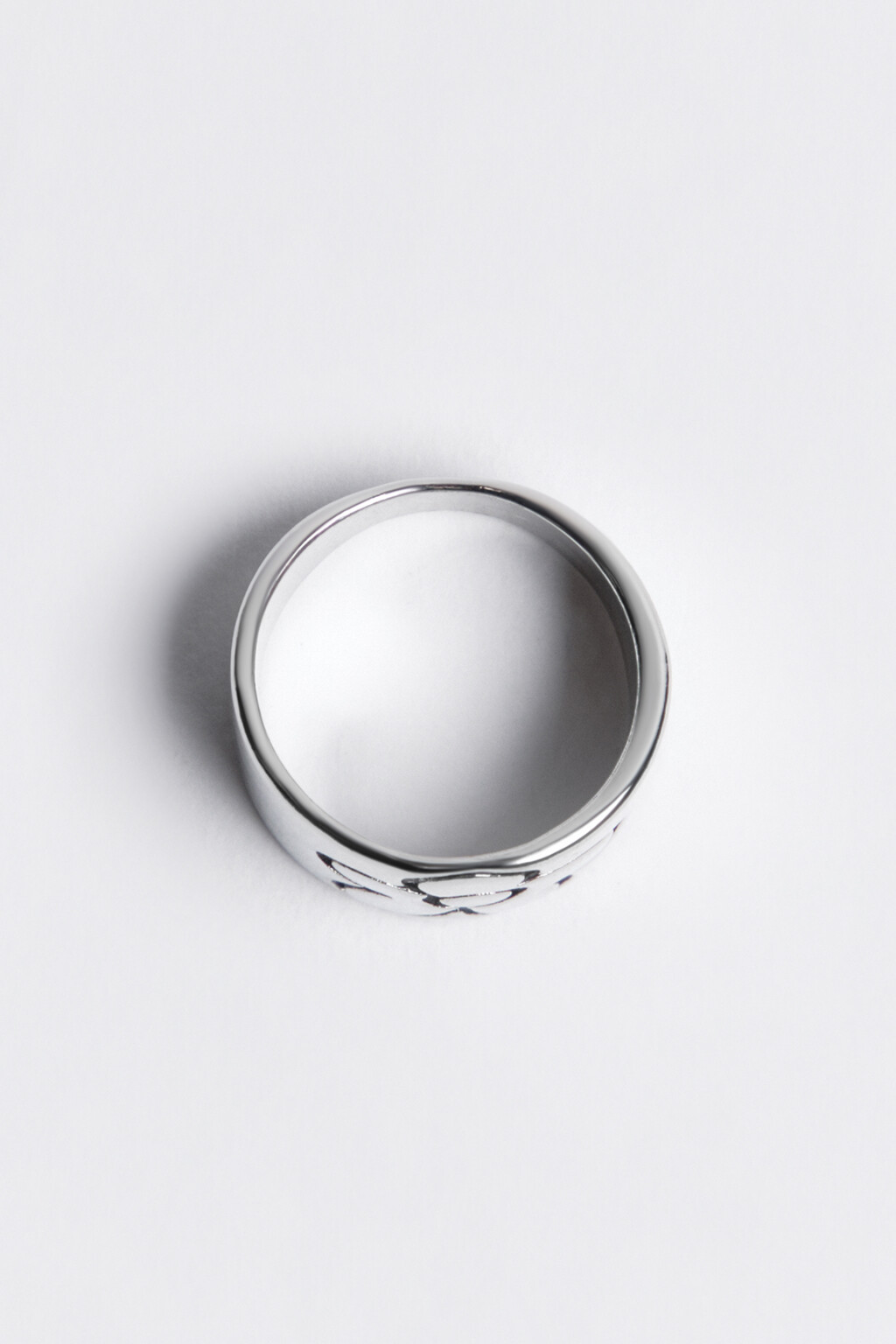 Кольцо серебристое с цветком - цвет серый - 2