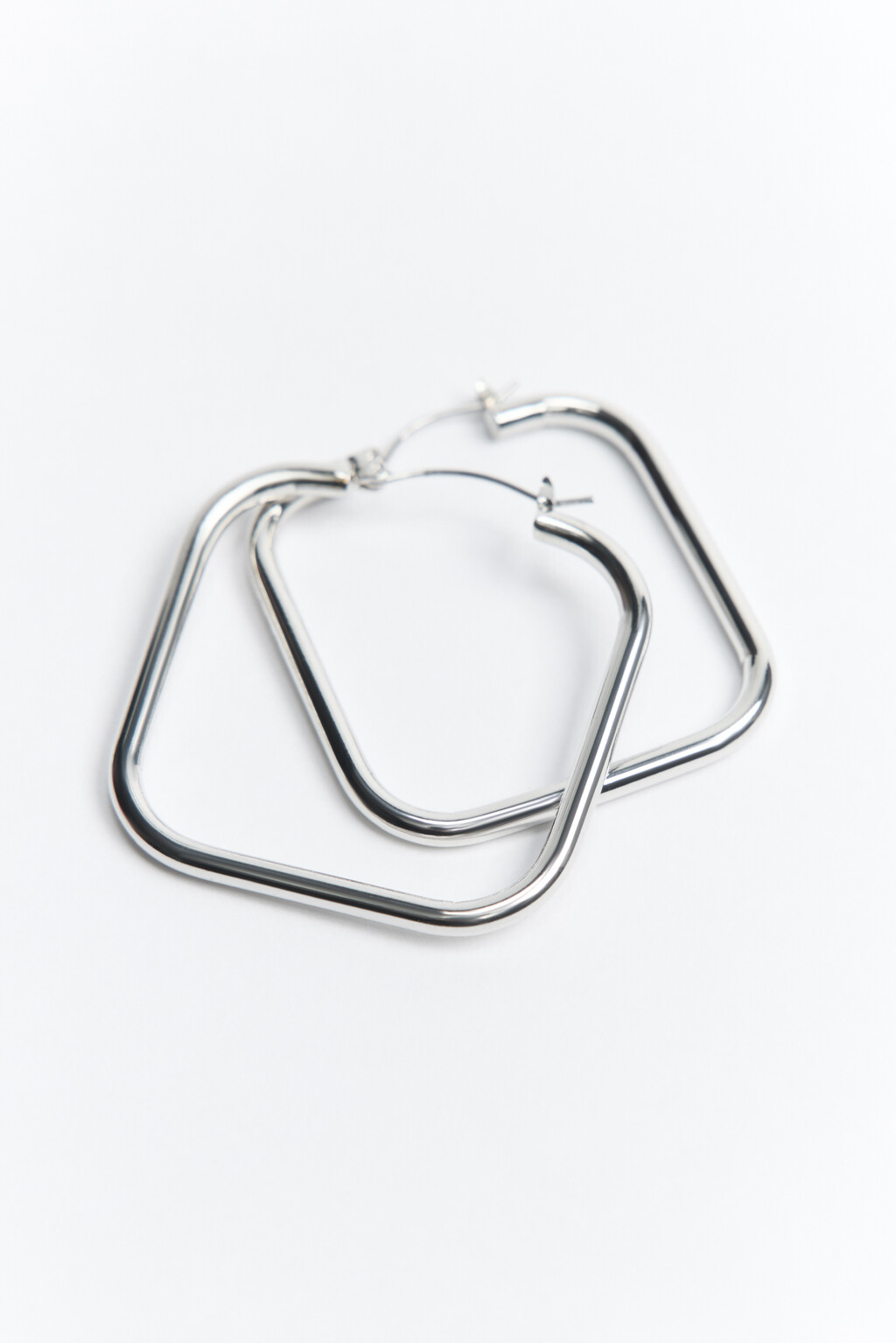 Серьги гладкие квадратные - цвет серый - 2