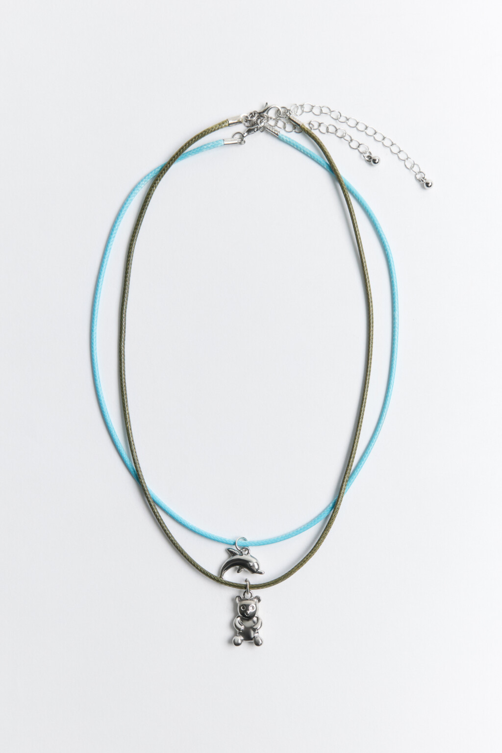 Набор колье с подвесками (2 штуки) - цвет серый - 1