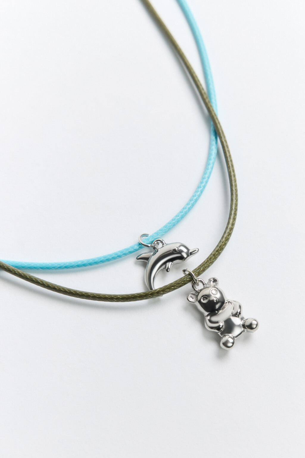 Набор колье с подвесками (2 штуки) - цвет серый - 2