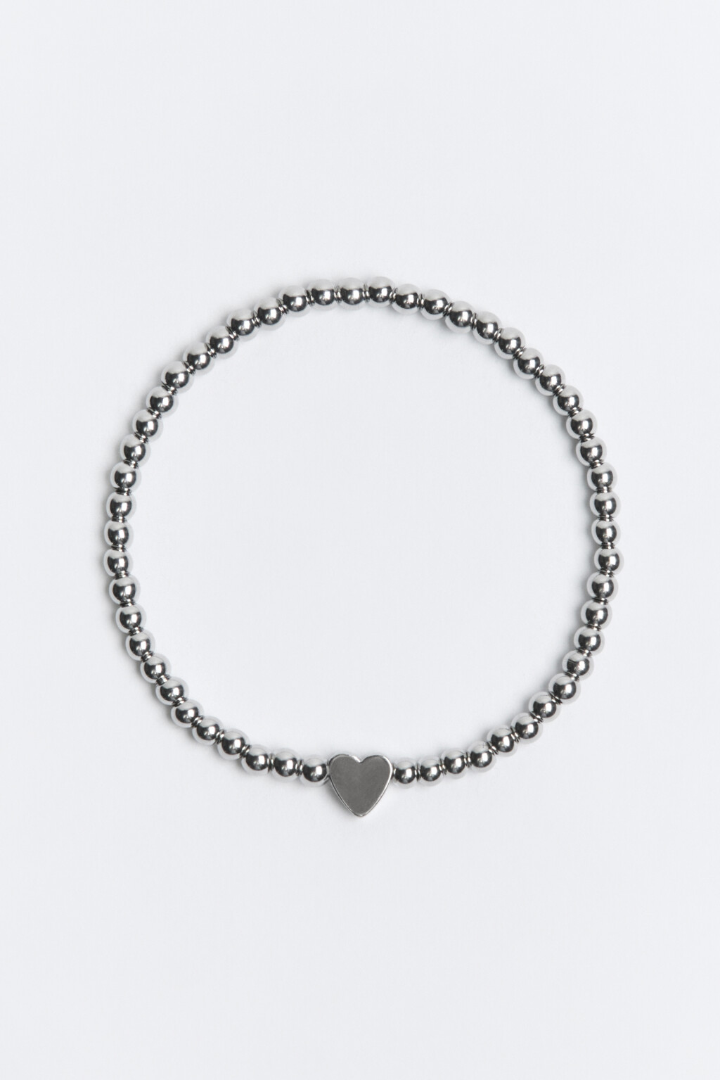 Браслет серебристый с сердечком - цвет серый - 1