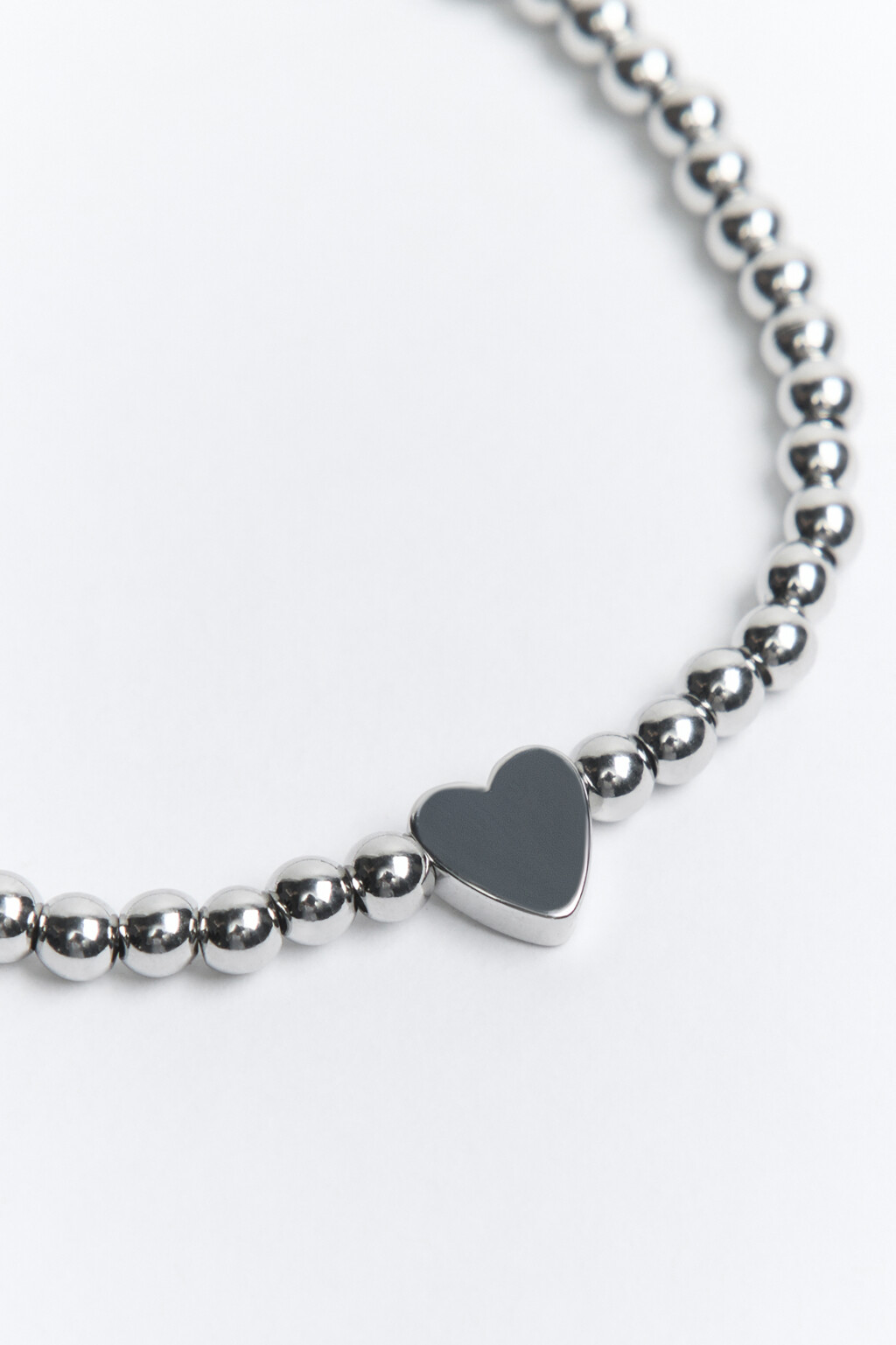 Браслет серебристый с сердечком - цвет серый - 2