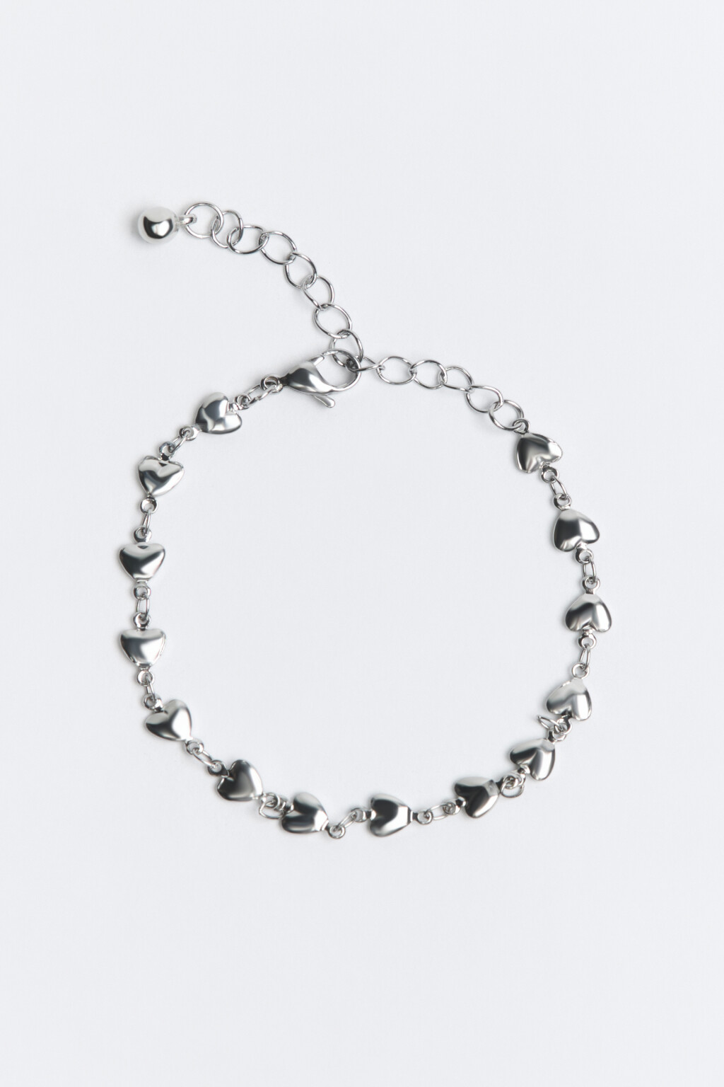 Браслет серебристый с сердечками - цвет серый - 1