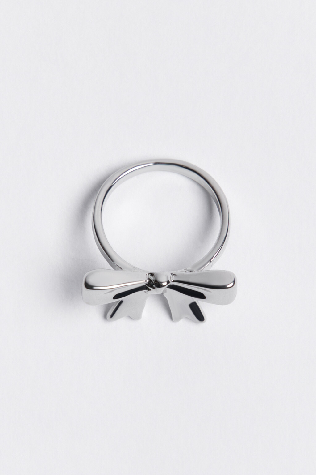 Кольцо серебристое с бантиком - цвет серый - 1