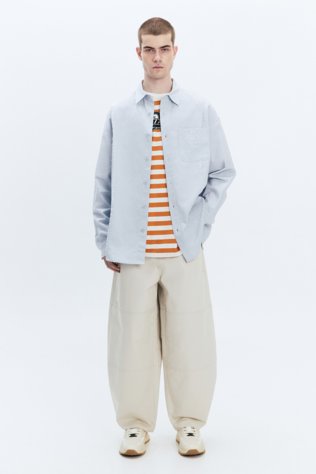 Кроссовки низкие с текстильными вставками - цвет бежевый - 7