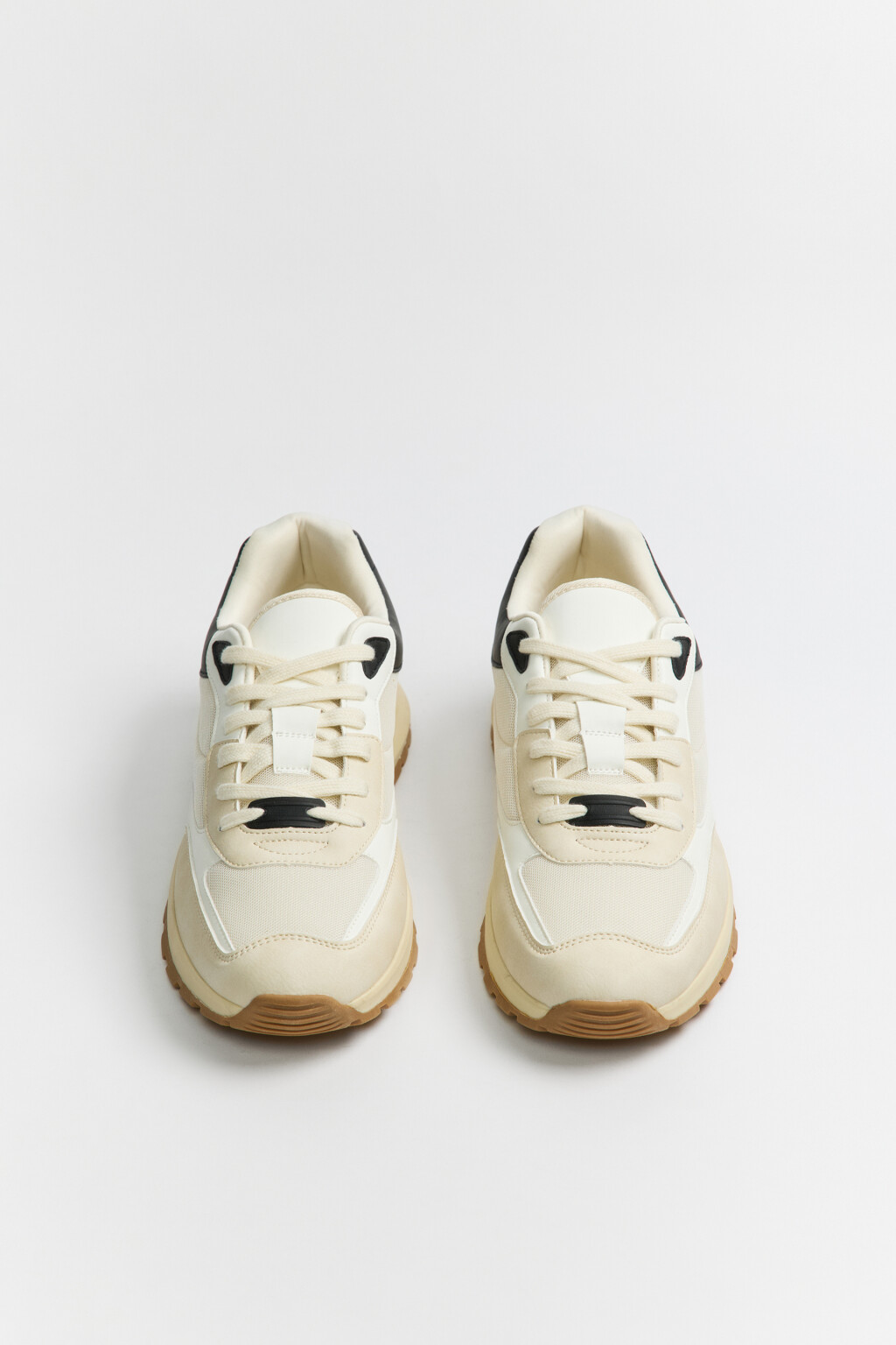 Кроссовки низкие с текстильными вставками - цвет бежевый - 2