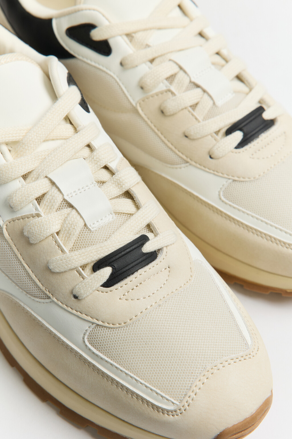 Кроссовки низкие с текстильными вставками - цвет бежевый - 5