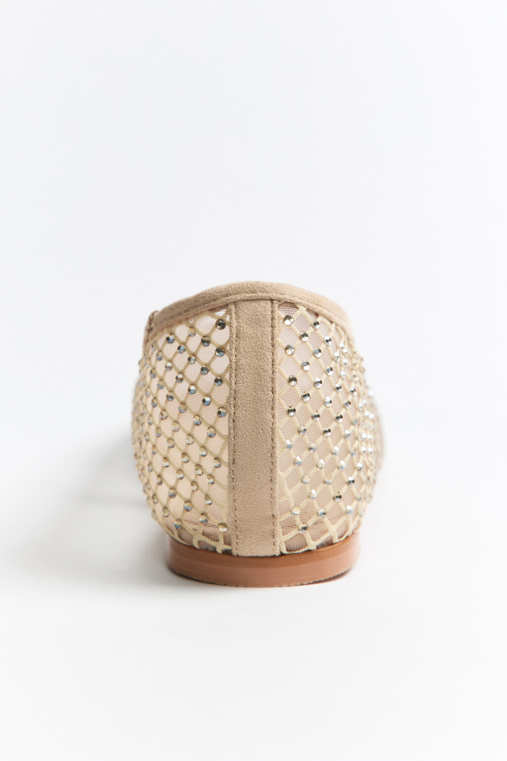 Балетки сетчатые со стразами и резинкой - цвет бежевый - 4