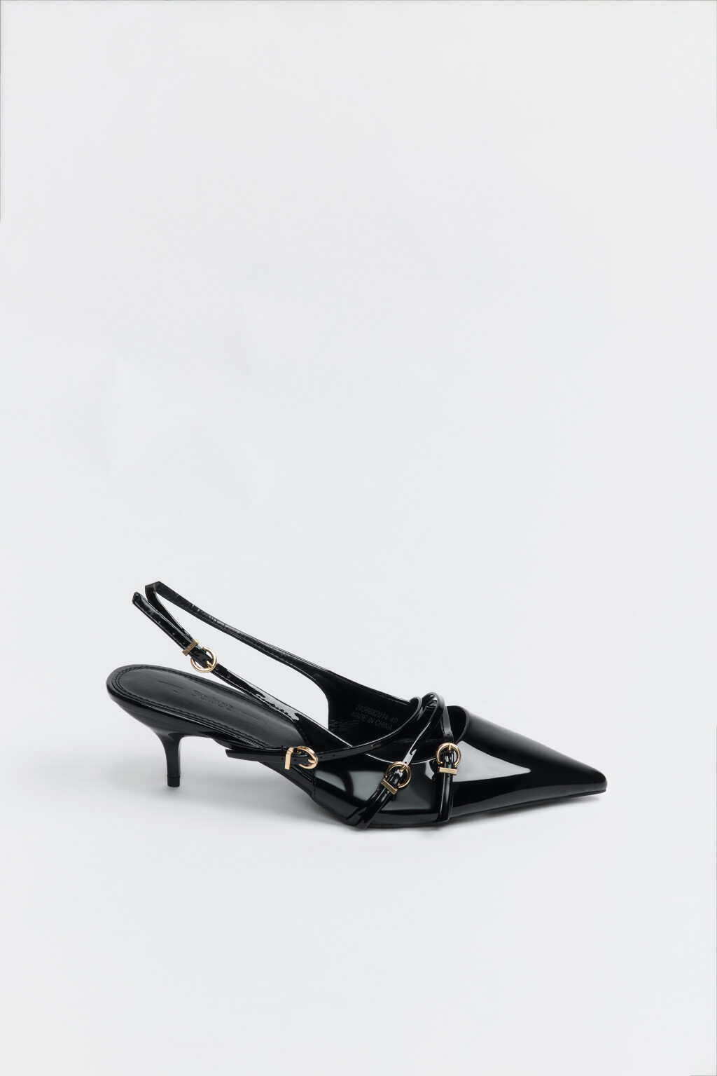 Туфли-слингбэки лакированные с ремешками - цвет черный - 2